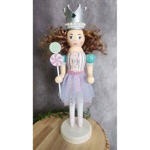 Pink Ballerina Princess Nutcracker Crown Tutu Candy Wooden‎ Christmas 14" Ballet